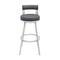 Armen Living Lynof Swivel Counter Stool in Silver Metal with Gray Faux Leather 840254335479 - alternate 2